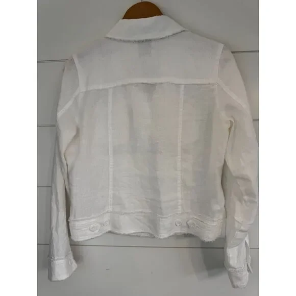 Tommy Bahama Two Palms Linen Jacket White Raw Edge Summer Coastal Timeless Small - Picture 14 of 16